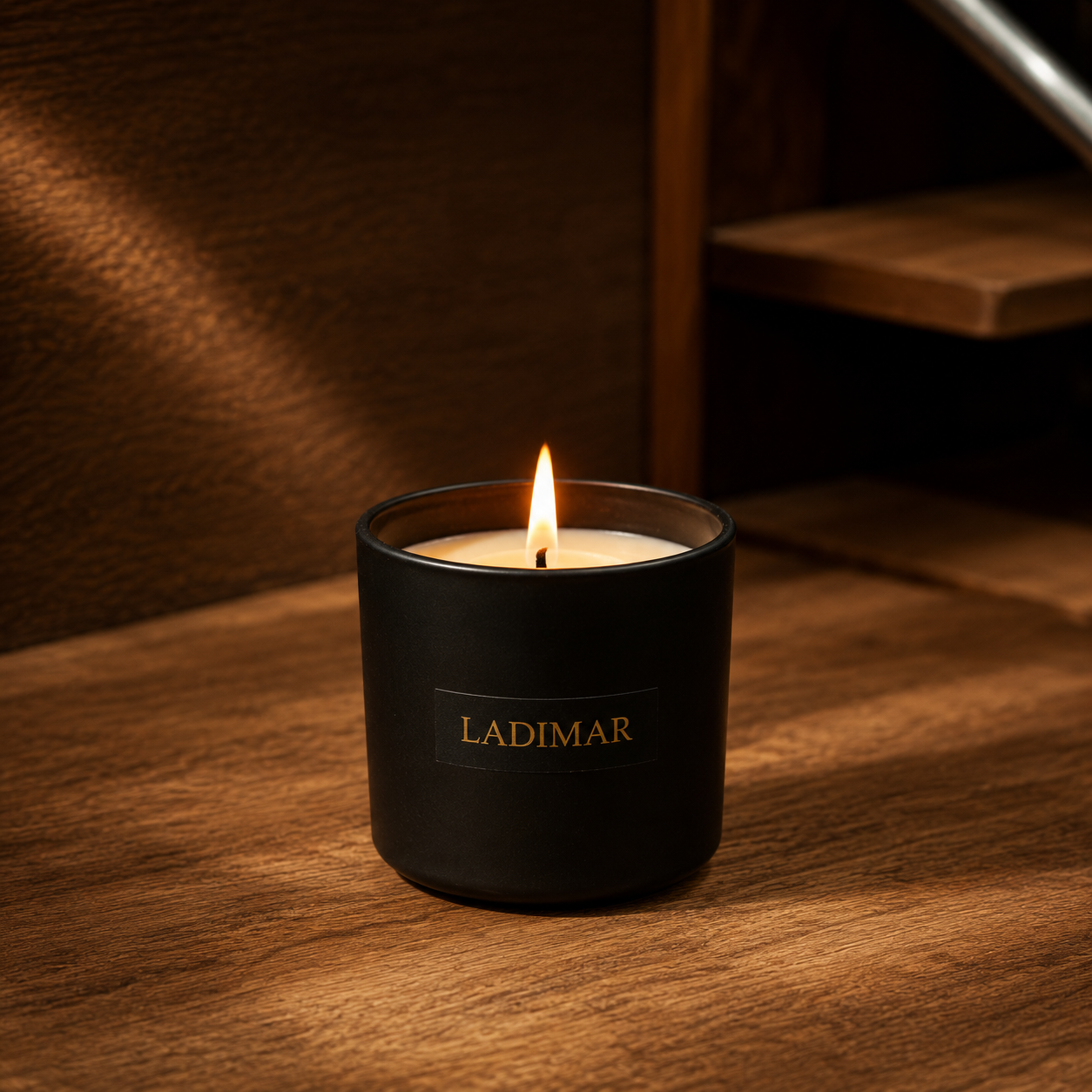 Luxury scented candles collection in elegant jars with soft glowing flames, styled on marble with fresh flowers and eucalyptus – premium home fragrance product photography